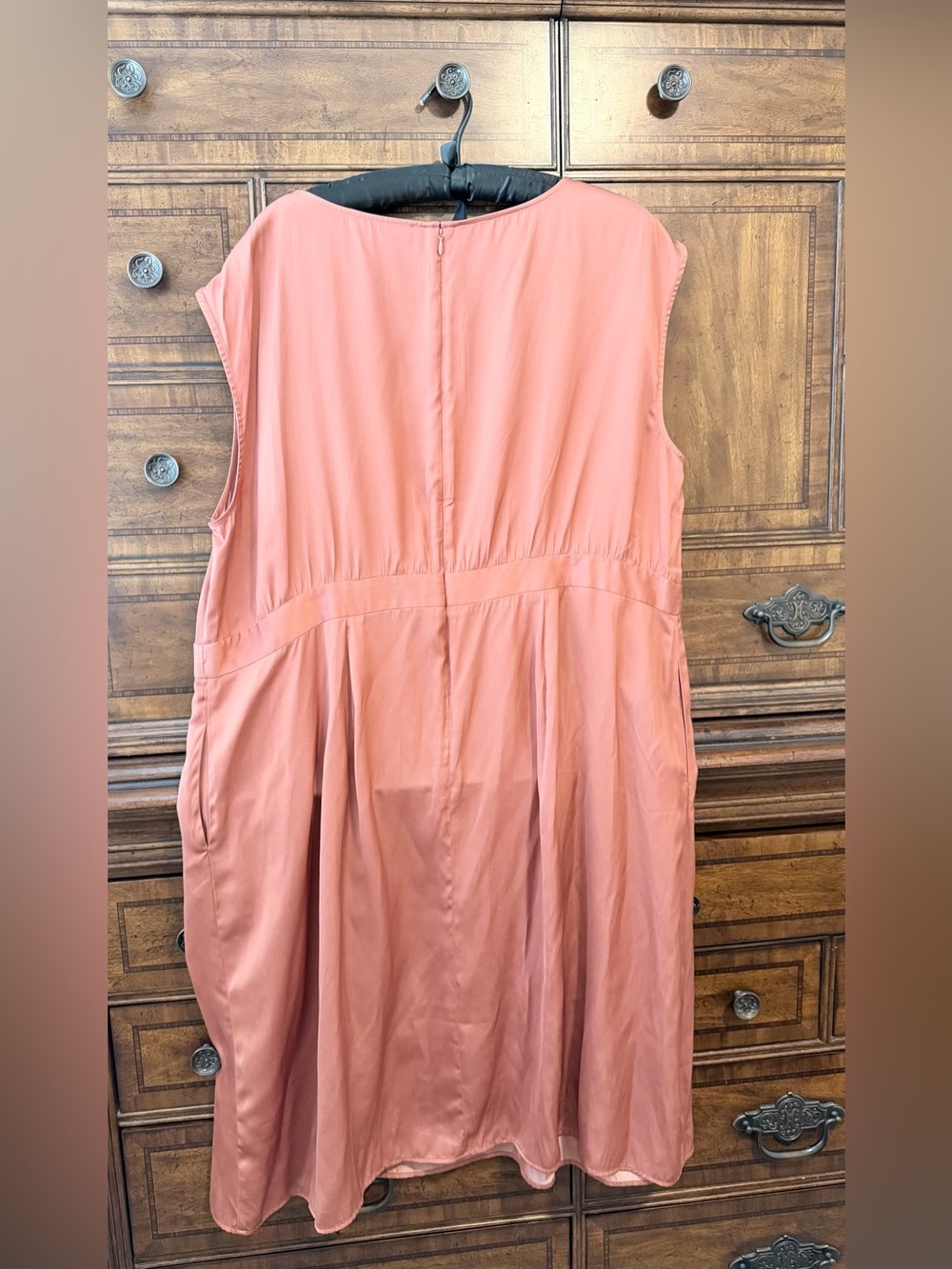 LOFT Sleeveless Satin Midi Dress in Coral Pink - Picture 11 of 13